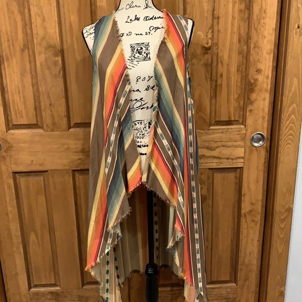 L&B Serape duster/kimono with frayed edges